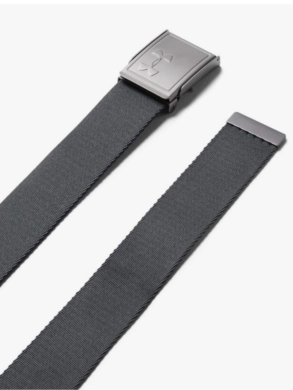Under Armour Black & Silver Gray Webbing Belt with Brushed Buckle - 32”